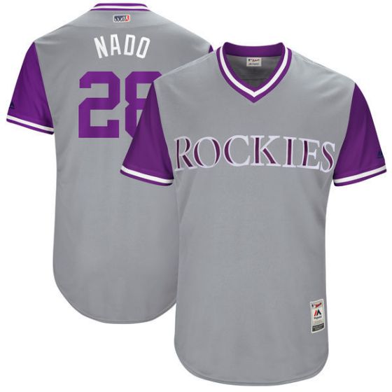 Men Colorado Rockies #28 Nado Grey New Rush Limited MLB Jerseys->colorado rockies->MLB Jersey
